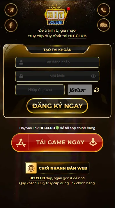 Trang Chủ Giao diện tải app Hitclub trên iOS với nút Install được highlight